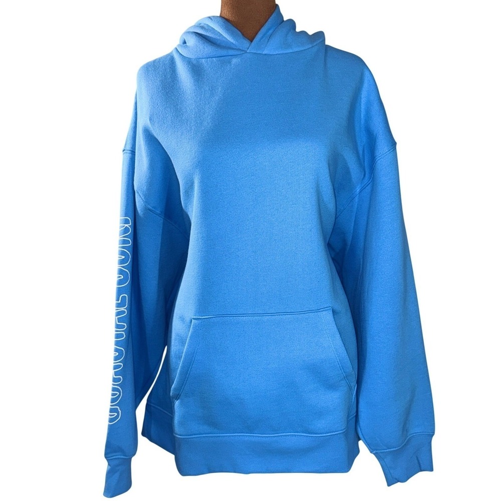Wild Fable Hoodie Large Coastal Surf Boho Graphic Pullover NWT Sunset Top Blue - Picture 3 of 9